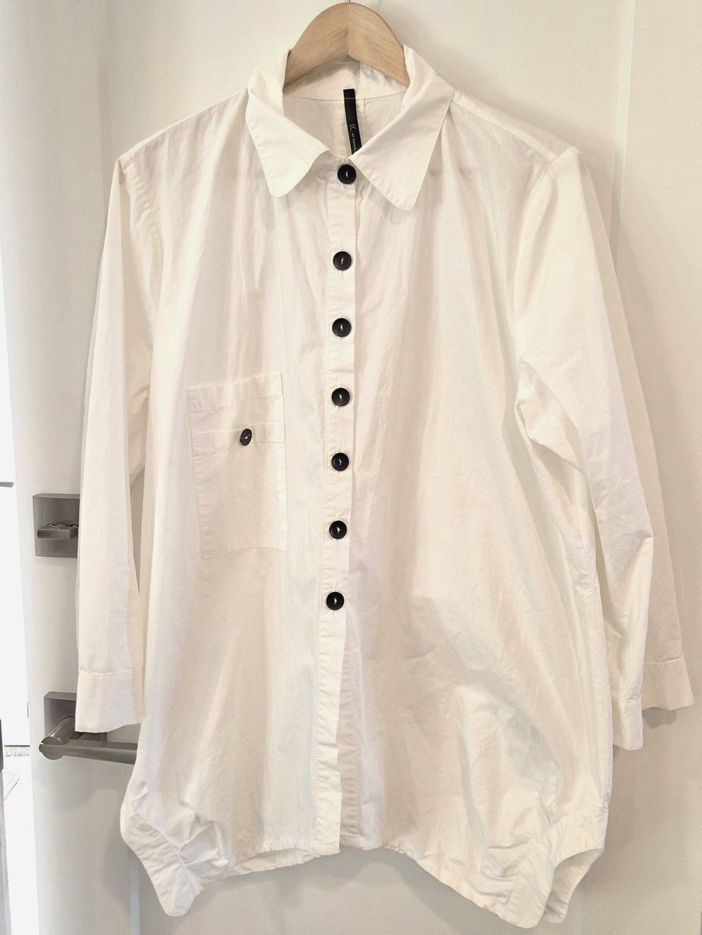 IC by Connie K White Button Front Cotton Tunic Top XL Minimalist Lagen Look